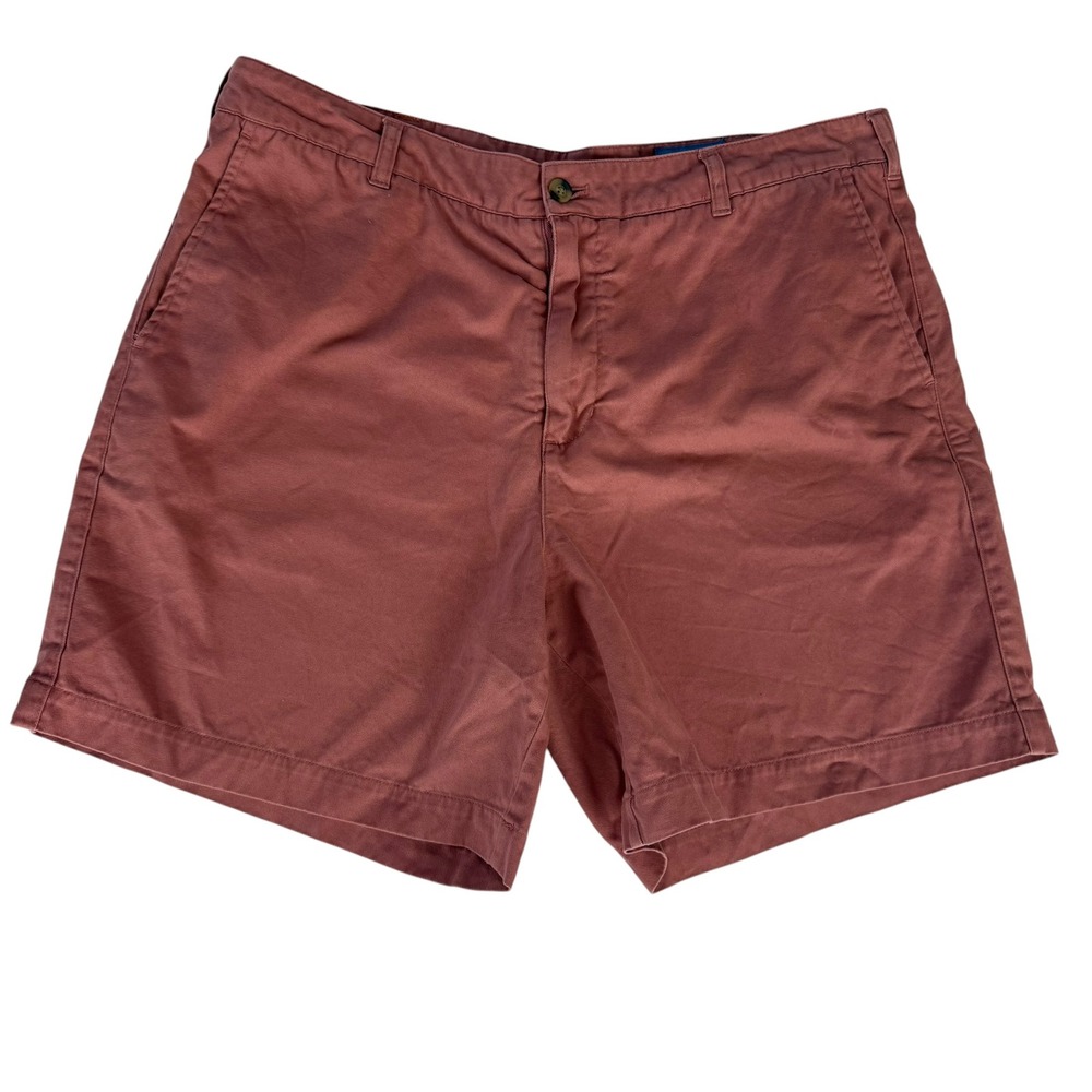 Coast Pawleys Twill Mens Shorts Size 35 Faded Red Clay Cotton Chino Flat Front